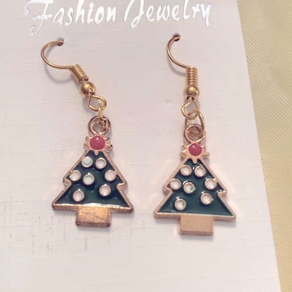 Christmas Tree Dangle Earrrings - Picture 5 of 5